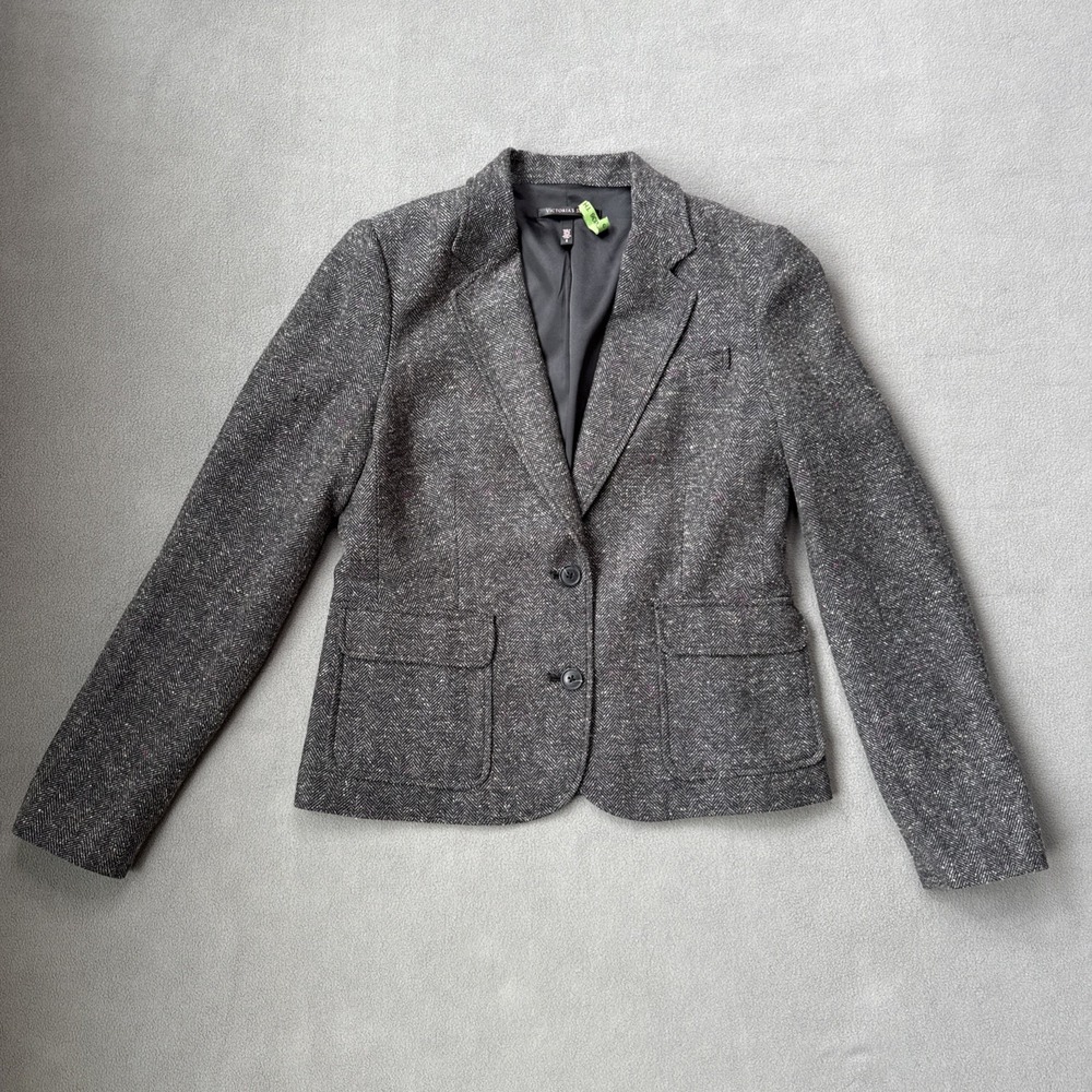 Victorias Secret Blazer Womens 6 Gray Tweed Herringbone Career Office Classic